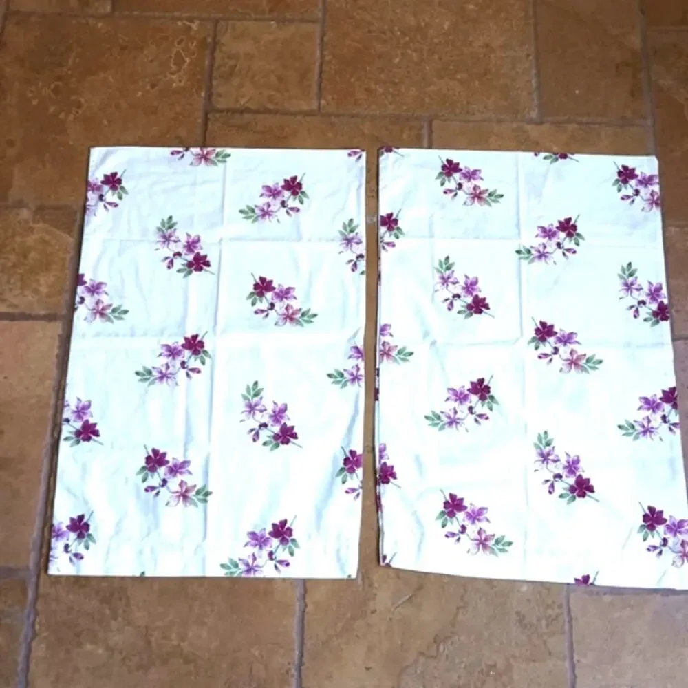 2 Bed‎ Pillow Cases Vintage Floral French Country VIOLETS Cottage Farm Romantic